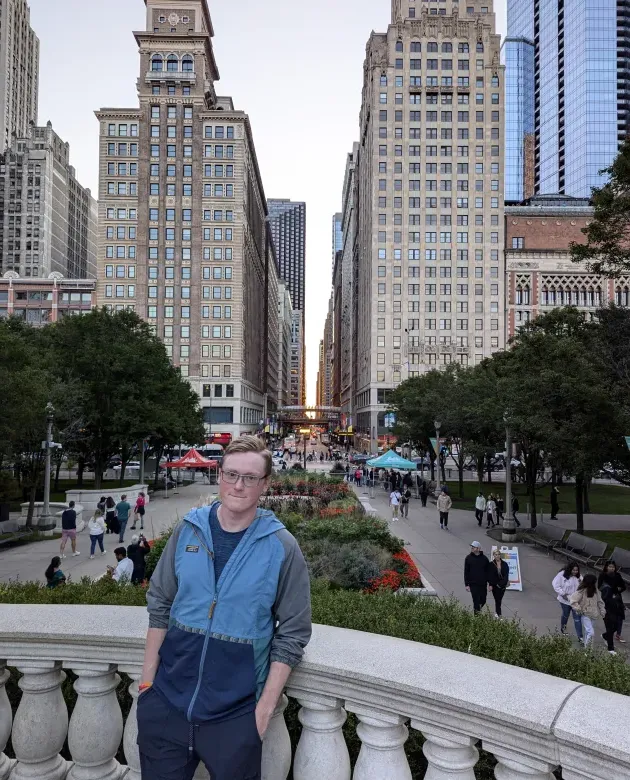 Peter Neufeld poses for a photo in downtown Chicago